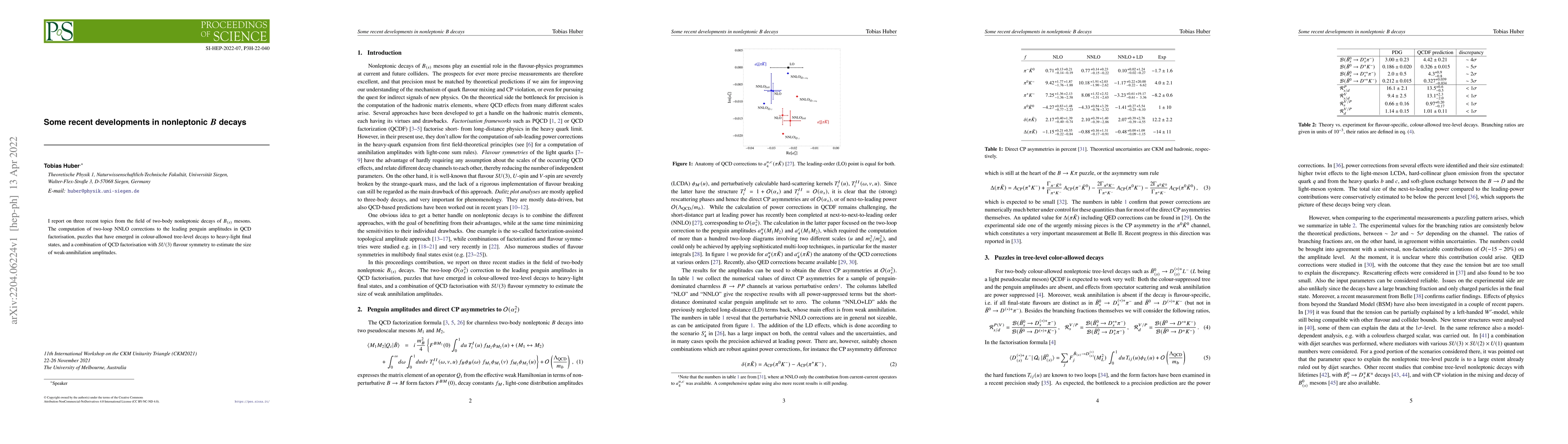 Thumbnail for Some recent developments in nonleptonic $B$ decays