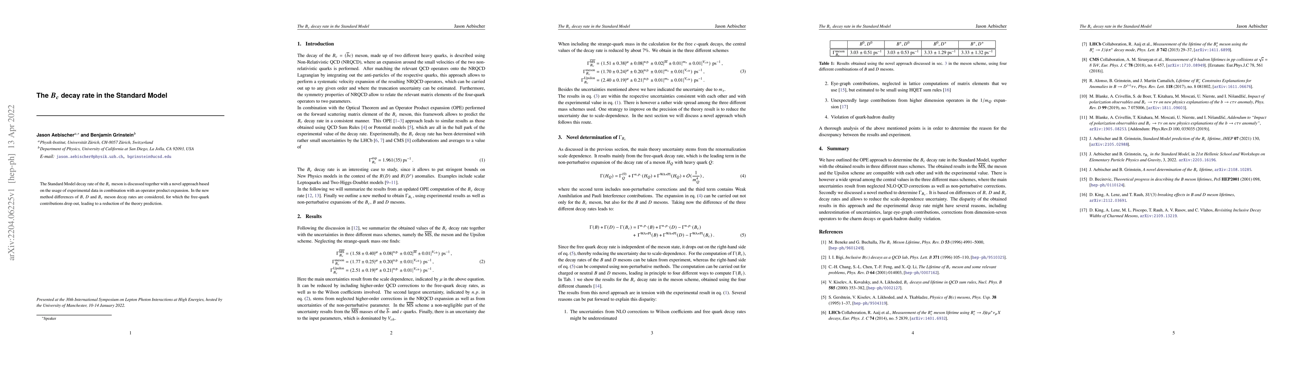 Thumbnail for The $B_c$ decay rate in the Standard Model