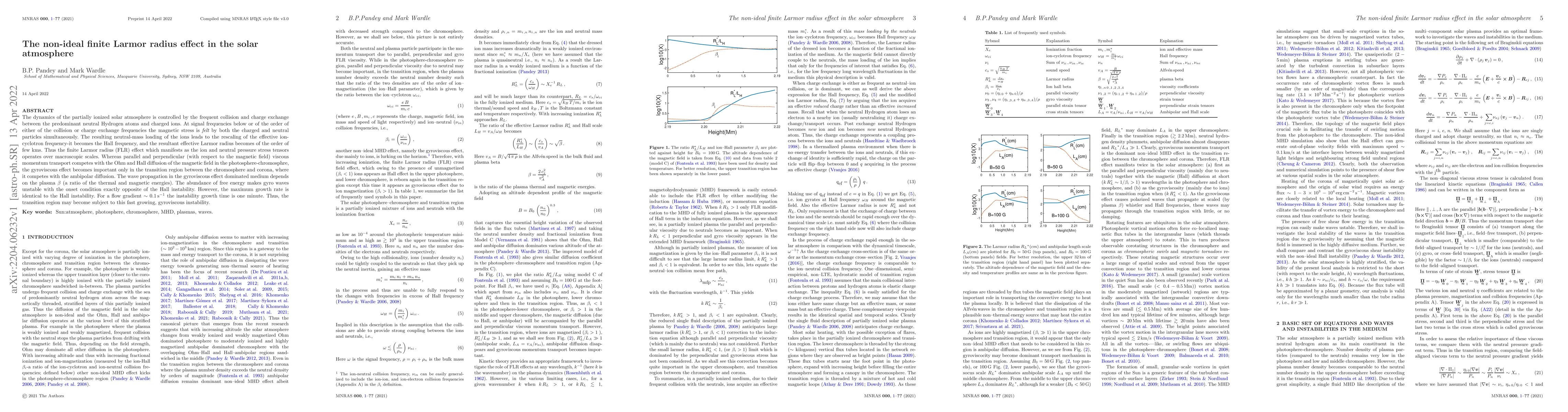 Thumbnail for The non-ideal finite Larmor radius effect in the solar atmosphere