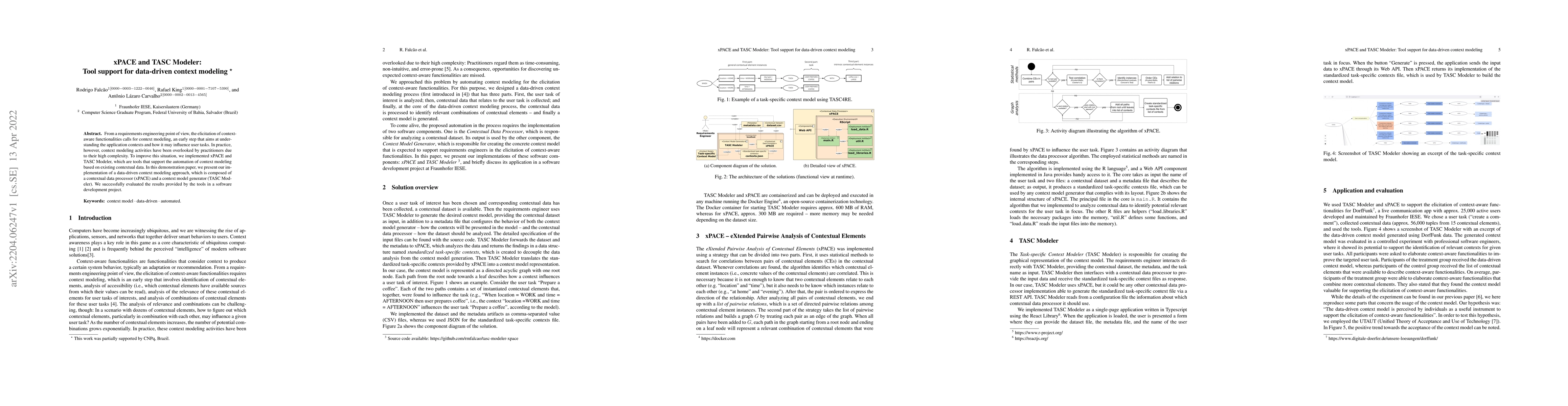 Thumbnail for xPACE and TASC Modeler: Tool support for data-driven context modeling