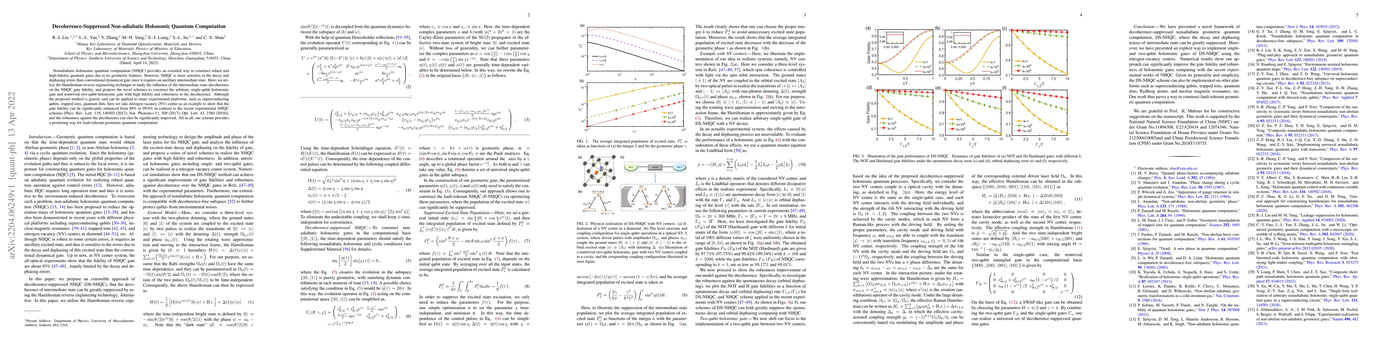 Thumbnail for Decoherence-Suppressed Non-adiabatic Holonomic Quantum Computation