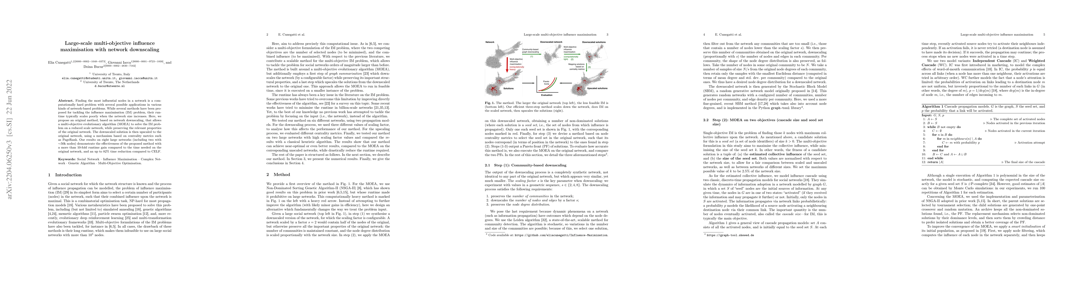 Thumbnail for Large-scale multi-objective influence maximisation with network
  downscaling