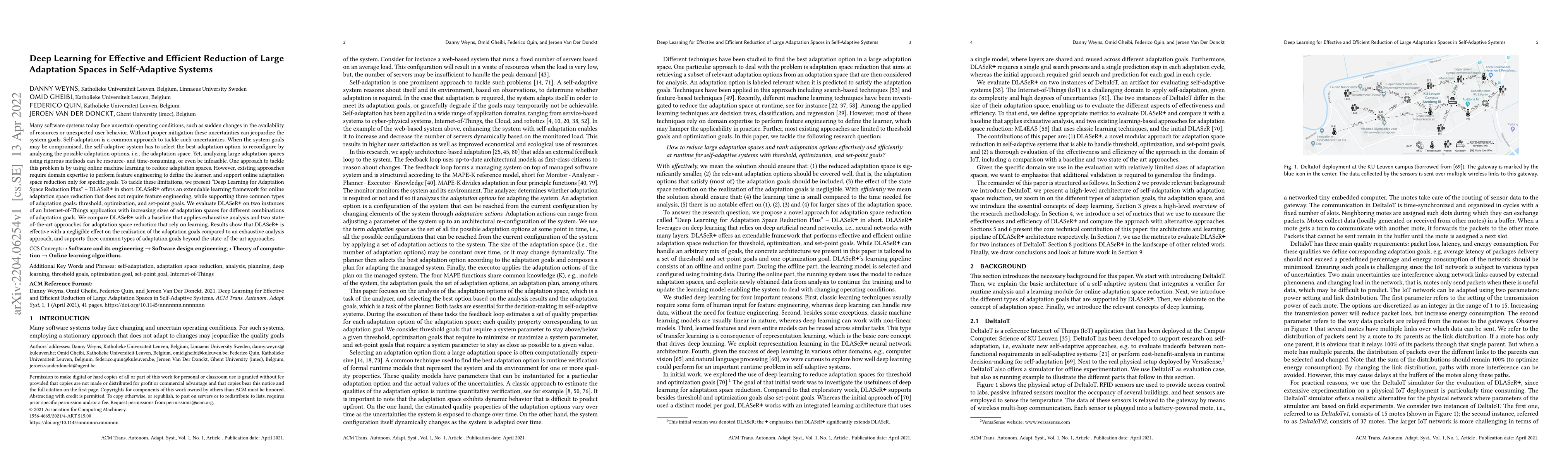 Thumbnail for Deep Learning for Effective and Efficient Reduction of Large Adaptation
  Spaces in Self-Adaptive Systems