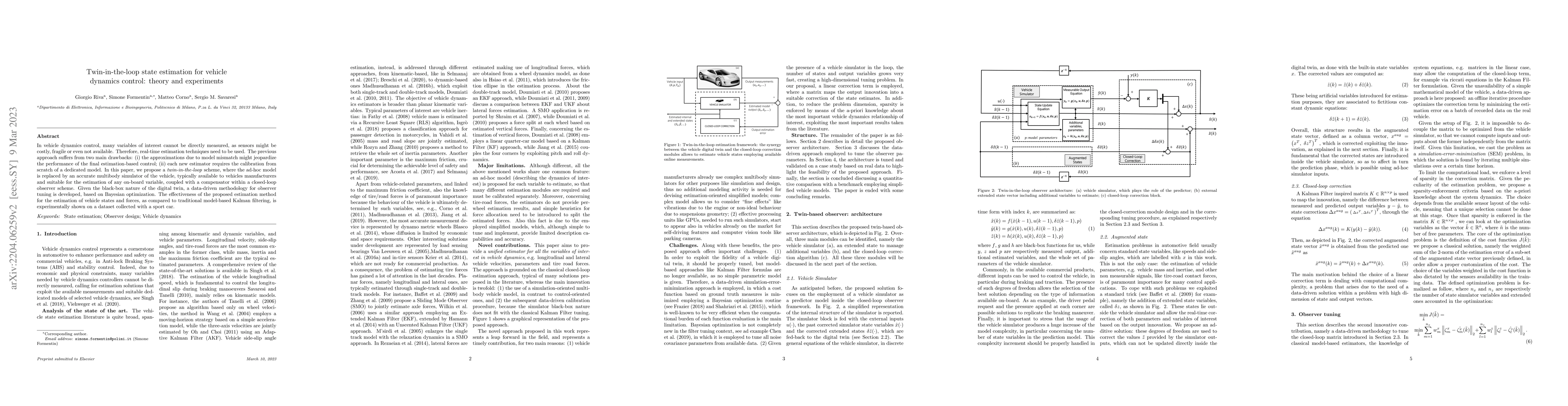 Thumbnail for Twin-in-the-loop state estimation for vehicle dynamics control: theory
  and experiments