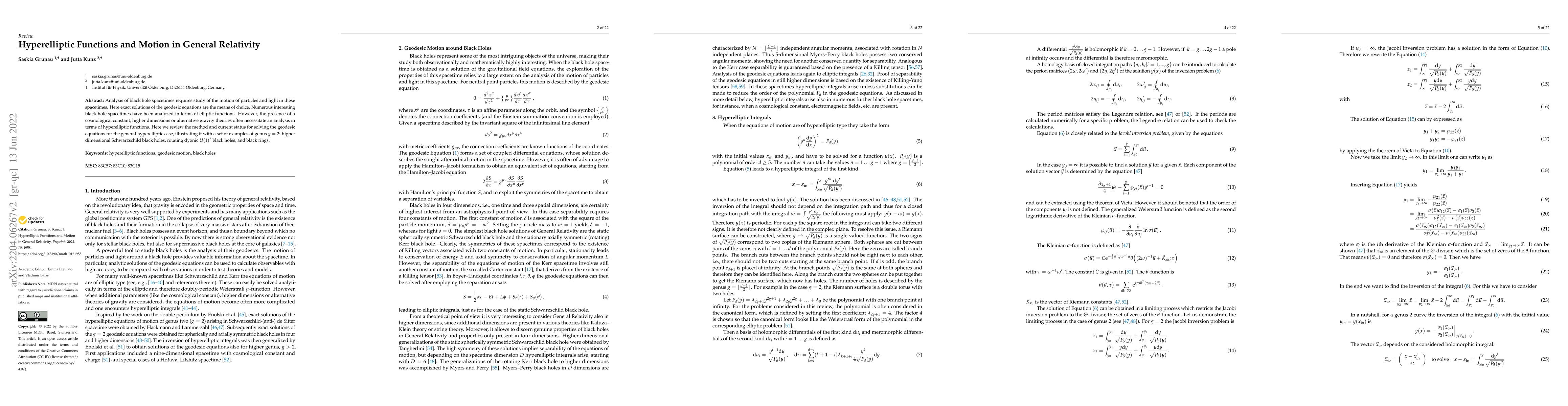 Thumbnail for Hyperelliptic functions and motion in general relativity