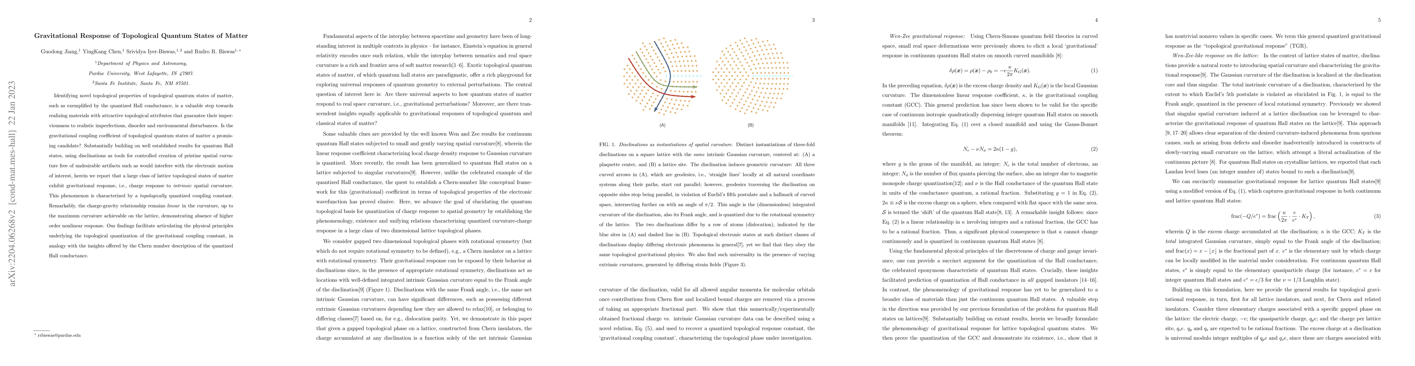 Thumbnail for Gravitational Response of Topological Quantum States of Matter