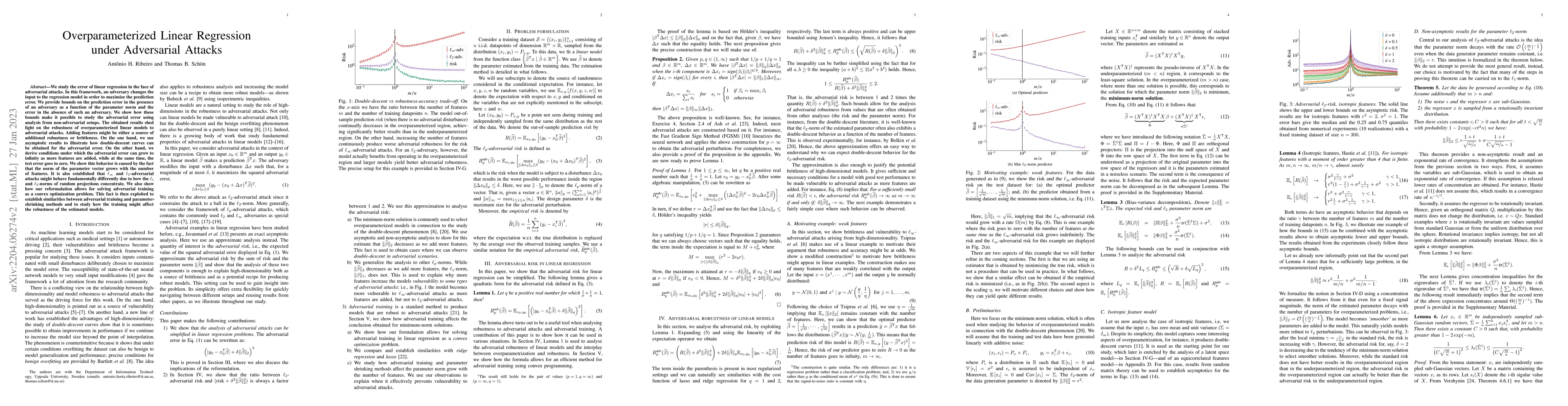 Thumbnail for Overparameterized Linear Regression under Adversarial Attacks