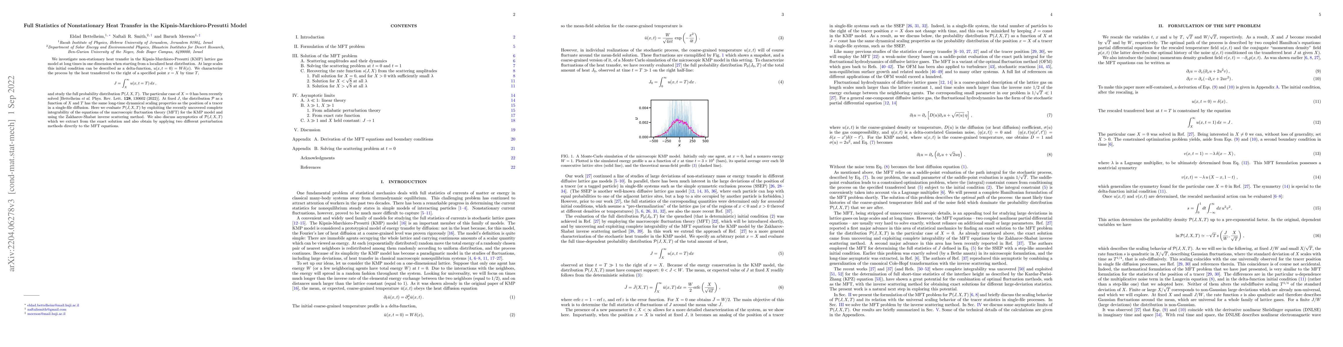 Thumbnail for Full Statistics of Nonstationary Heat Transfer in the
  Kipnis-Marchioro-Presutti Model