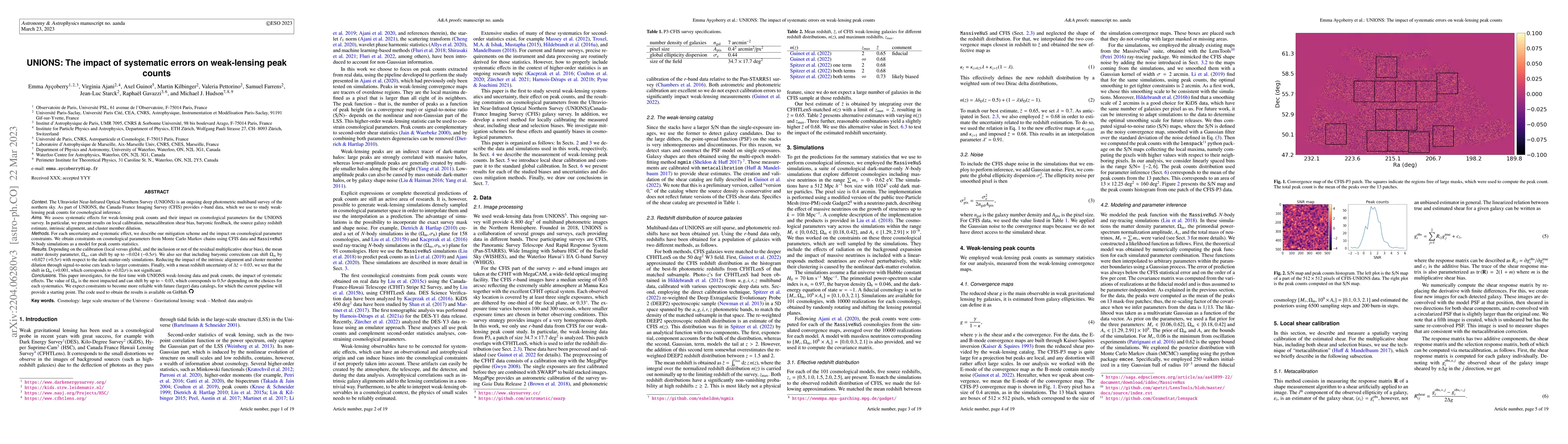 Thumbnail for UNIONS: The impact of systematic errors on weak-lensing peak counts