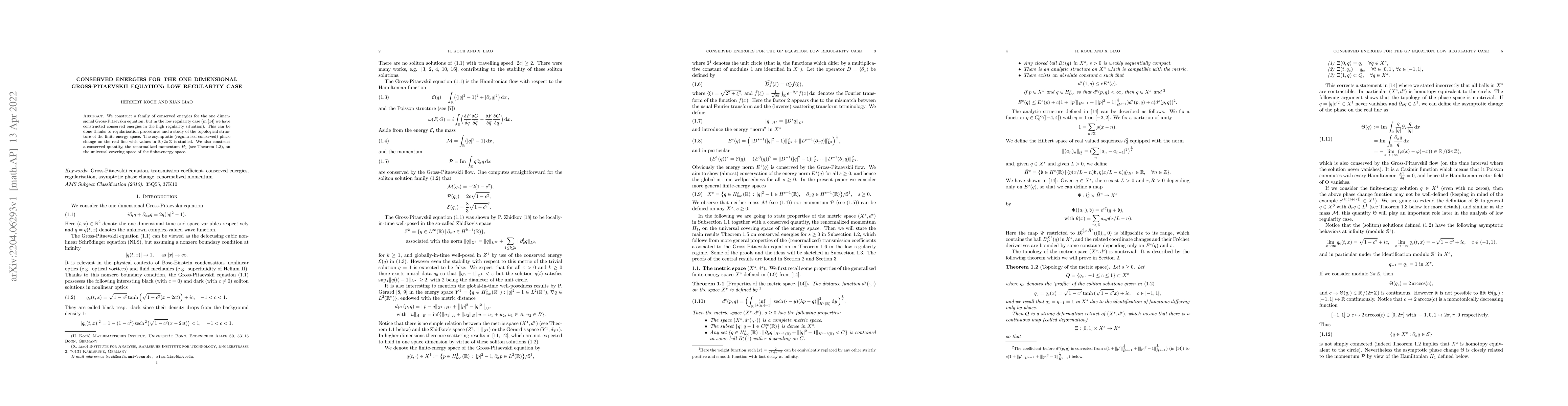 Thumbnail for Conserved energies for the one dimensional Gross-Pitaevskii equation:
  low regularity case