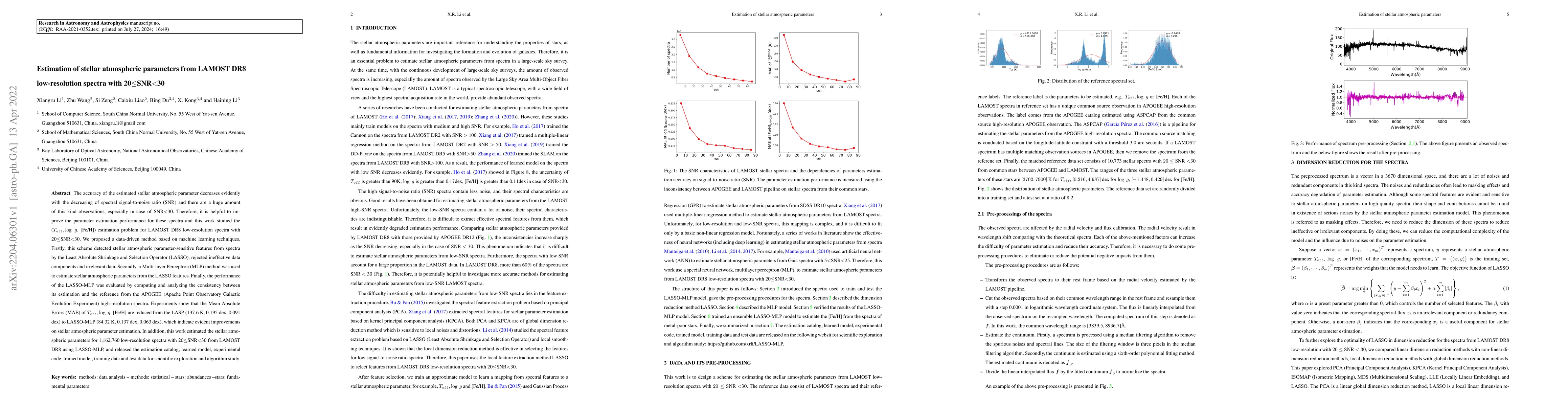 Thumbnail for Estimation of stellar atmospheric parameters from LAMOST DR8
  low-resolution spectra with 20$\leq$SNR$<$30