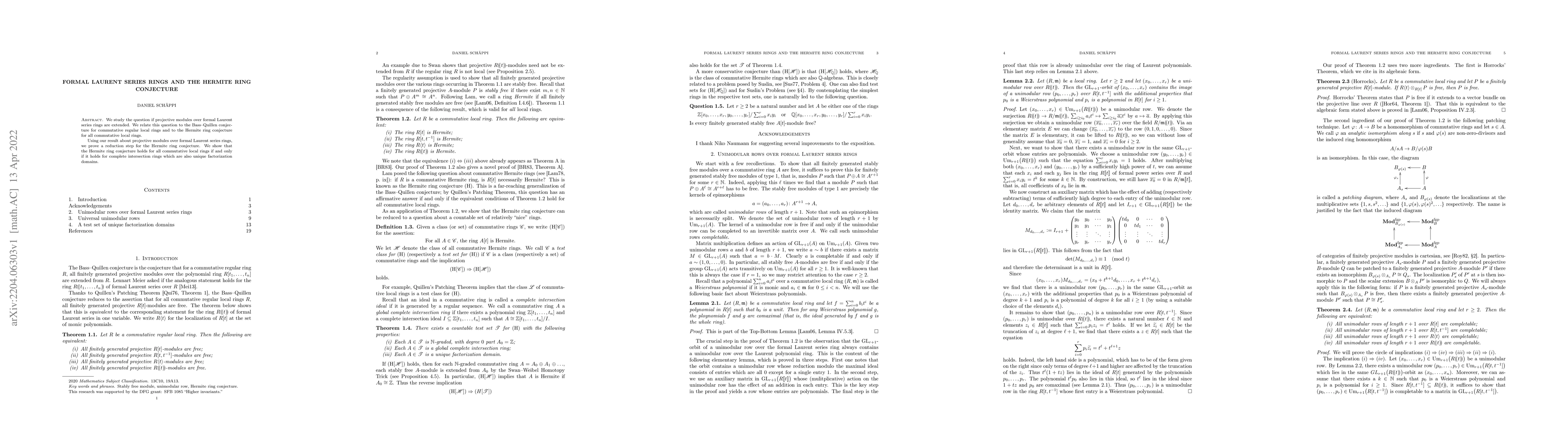 Thumbnail for Formal Laurent series rings and the Hermite ring conjecture