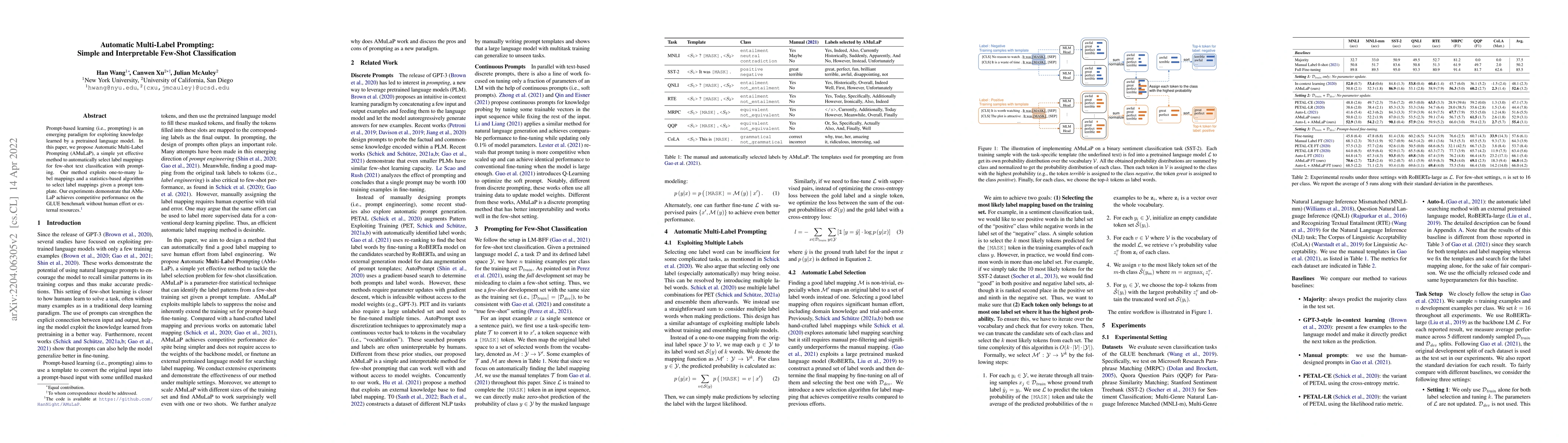 Thumbnail for Automatic Multi-Label Prompting: Simple and Interpretable Few-Shot
  Classification