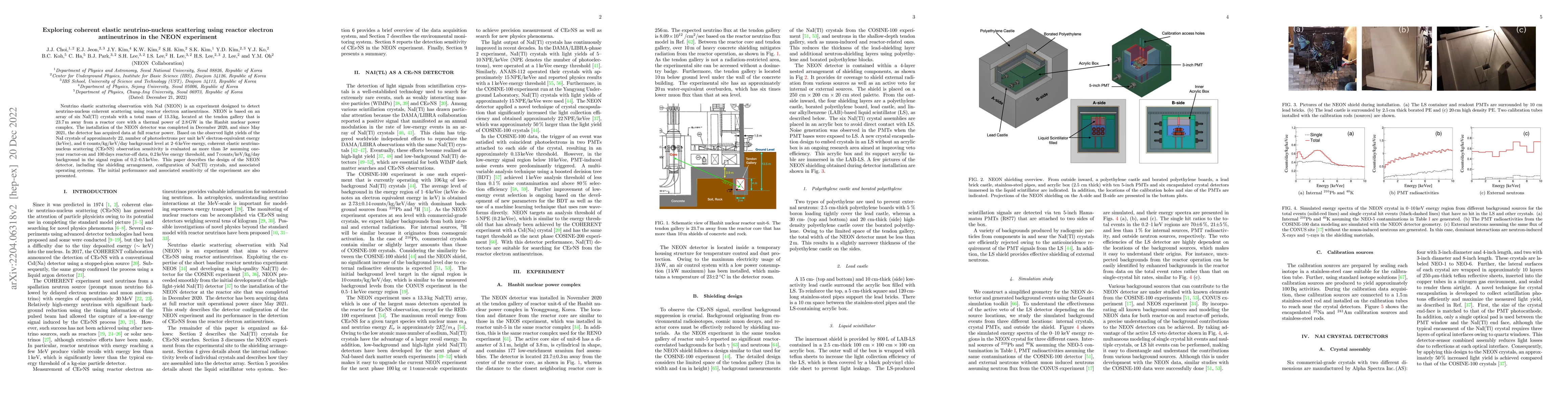 Thumbnail for Exploring coherent elastic neutrino-nucleus scattering using reactor
  electron antineutrinos in the NEON experiment