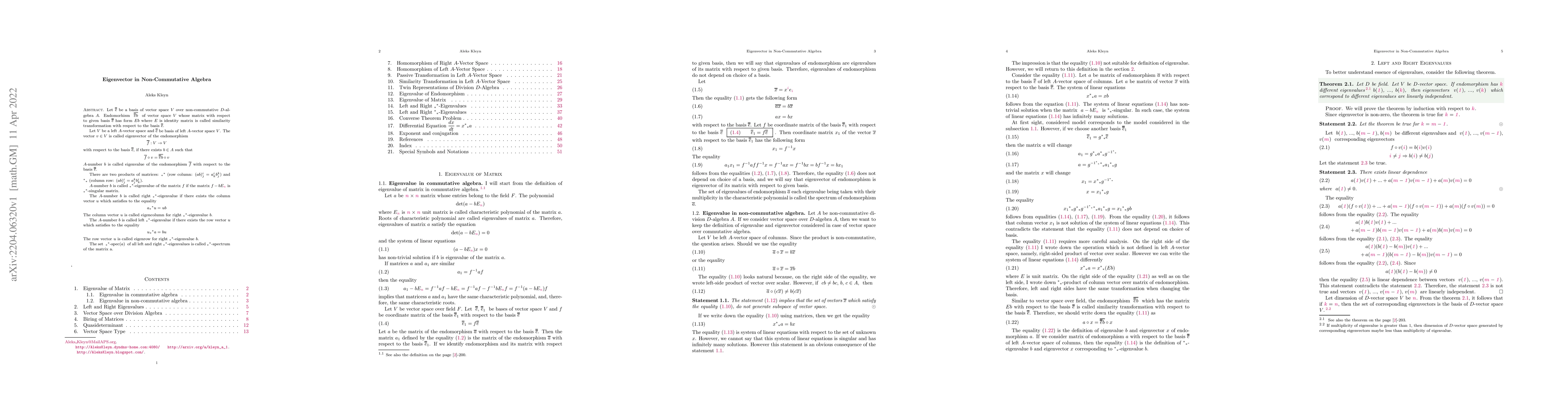 Thumbnail for Eigenvector in Non-Commutative Algebra