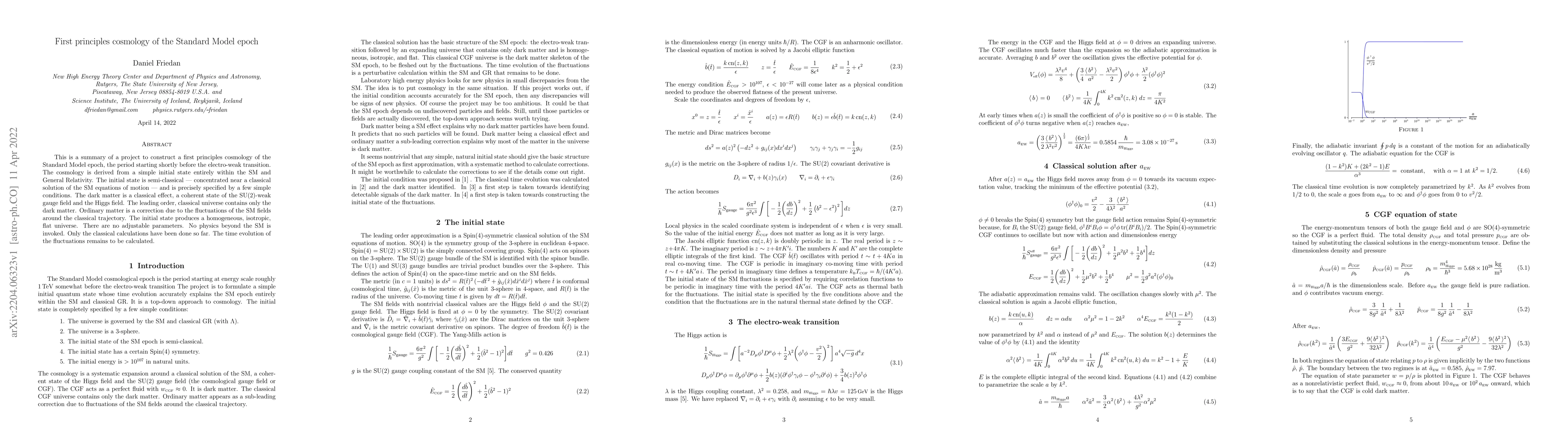Thumbnail for First principles cosmology of the Standard Model epoch