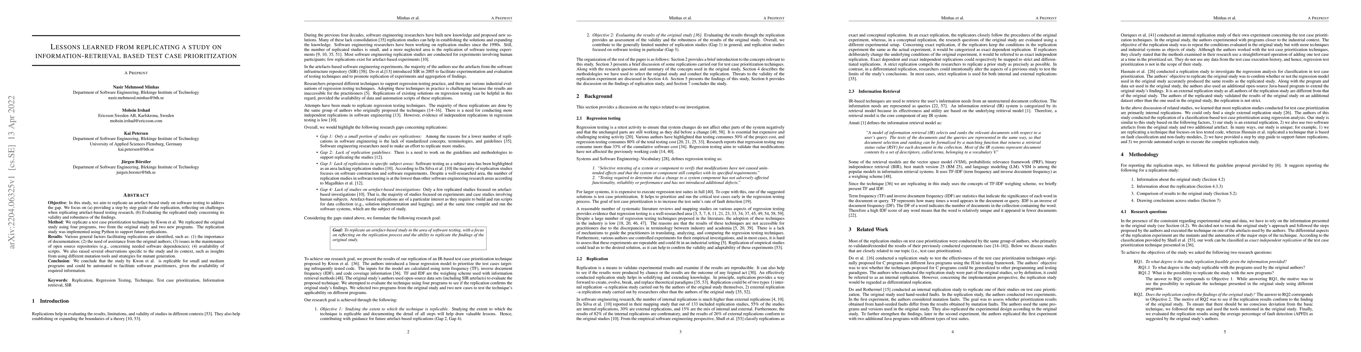 Thumbnail for Lessons learned from replicating a study on information-retrieval based
  test case prioritization