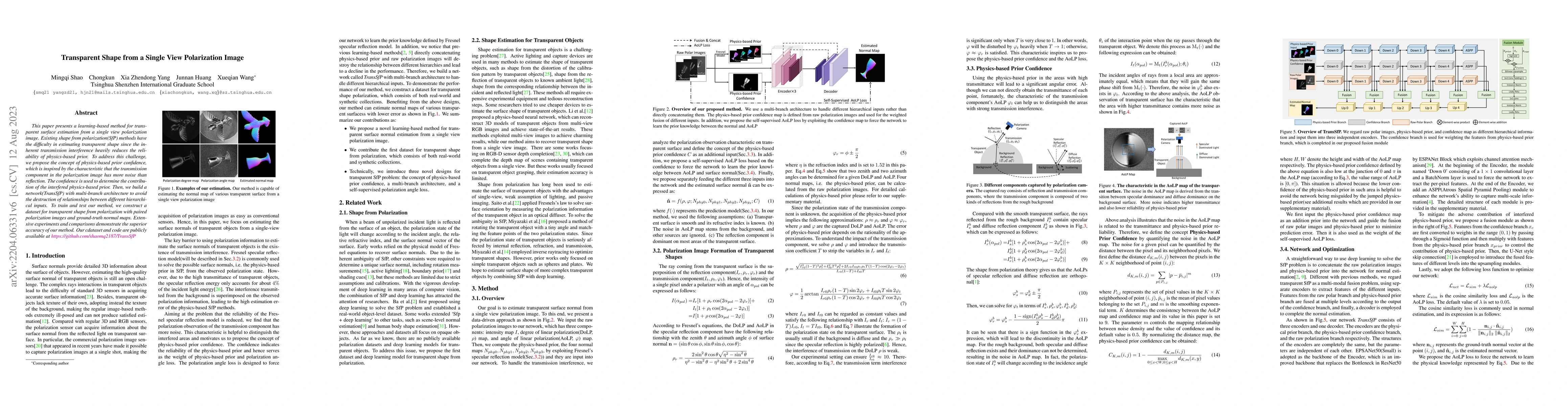 Thumbnail for Transparent Shape from a Single View Polarization Image