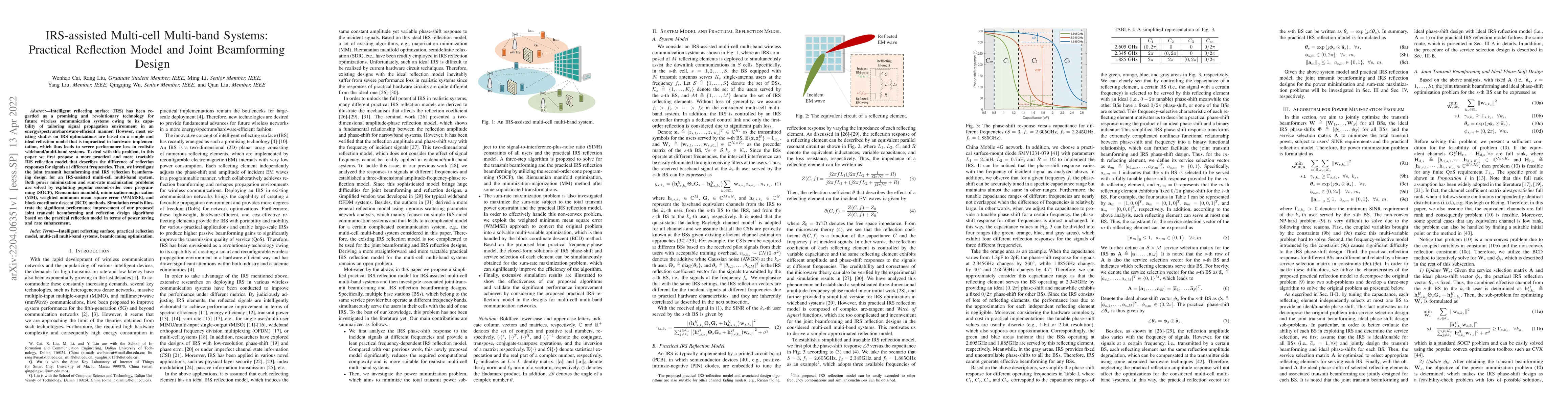 Thumbnail for IRS-assisted Multi-cell Multi-band Systems: Practical Reflection Model
  and Joint Beamforming Design