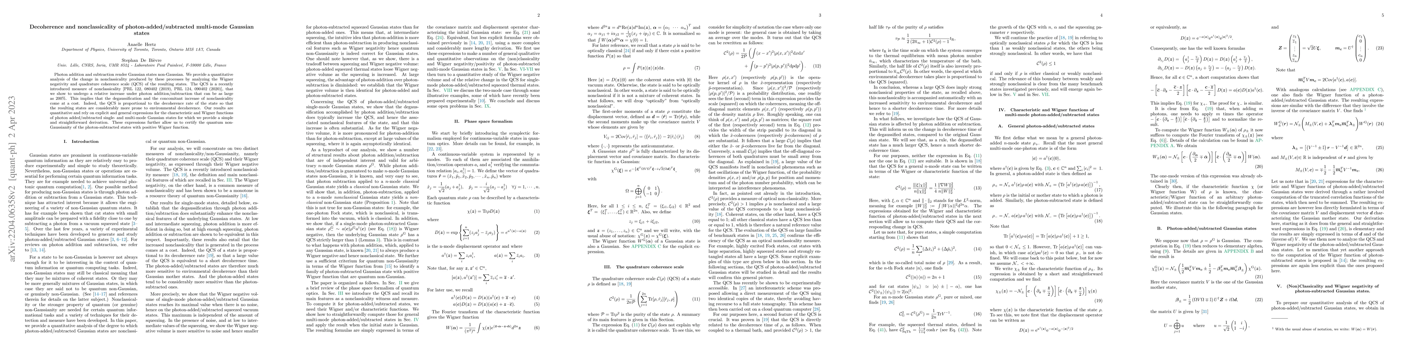Thumbnail for Decoherence and nonclassicality of photon-added/subtracted multi-mode
  Gaussian states