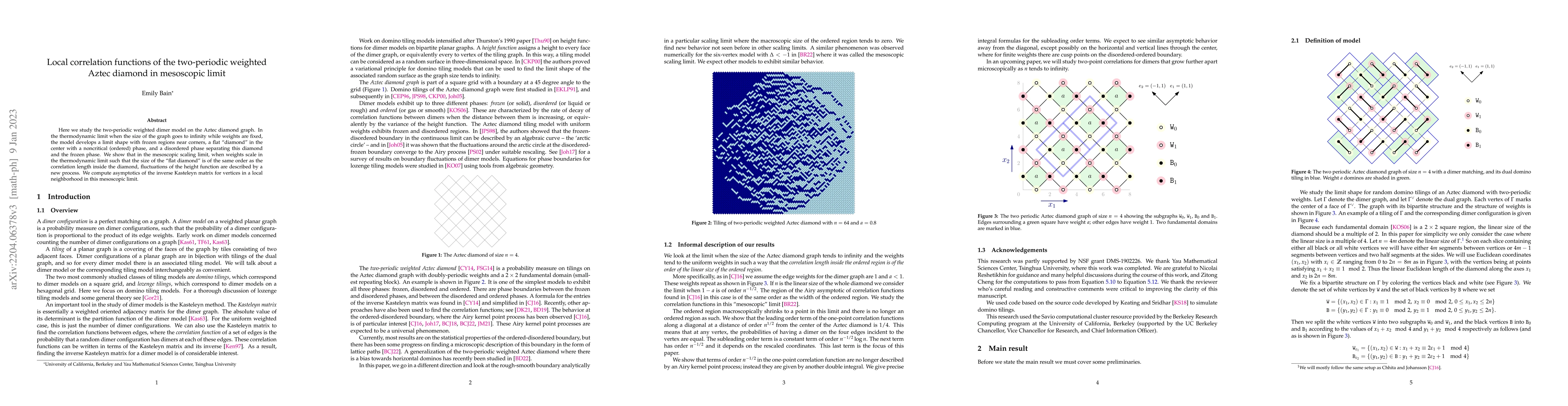 Thumbnail for Local correlation functions of the two-periodic weighted Aztec diamond
  in mesoscopic limit