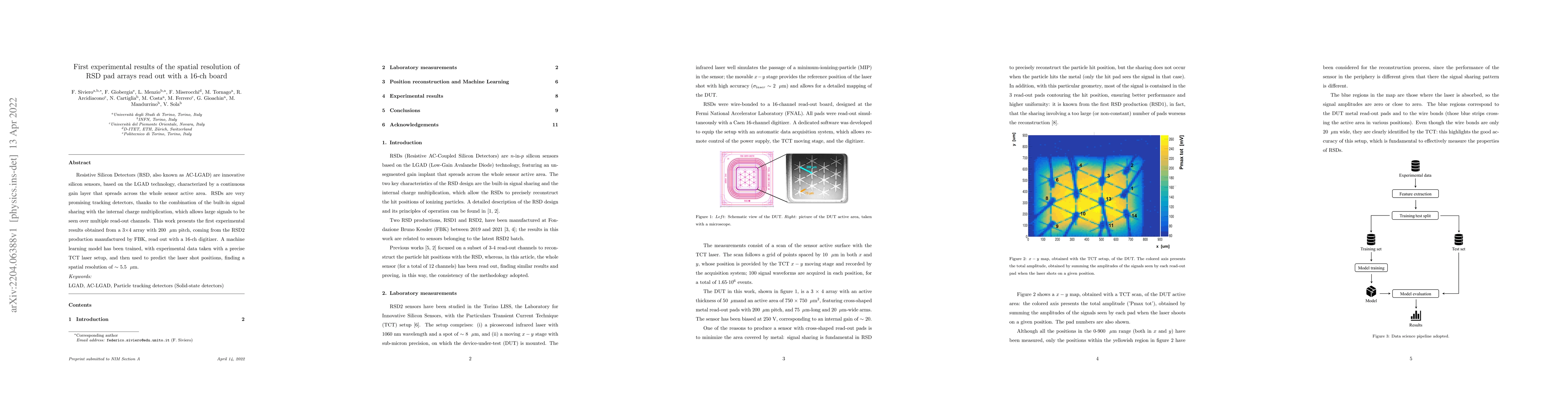 Thumbnail for First experimental results of the spatial resolution of RSD pad arrays
  read out with a 16-ch board