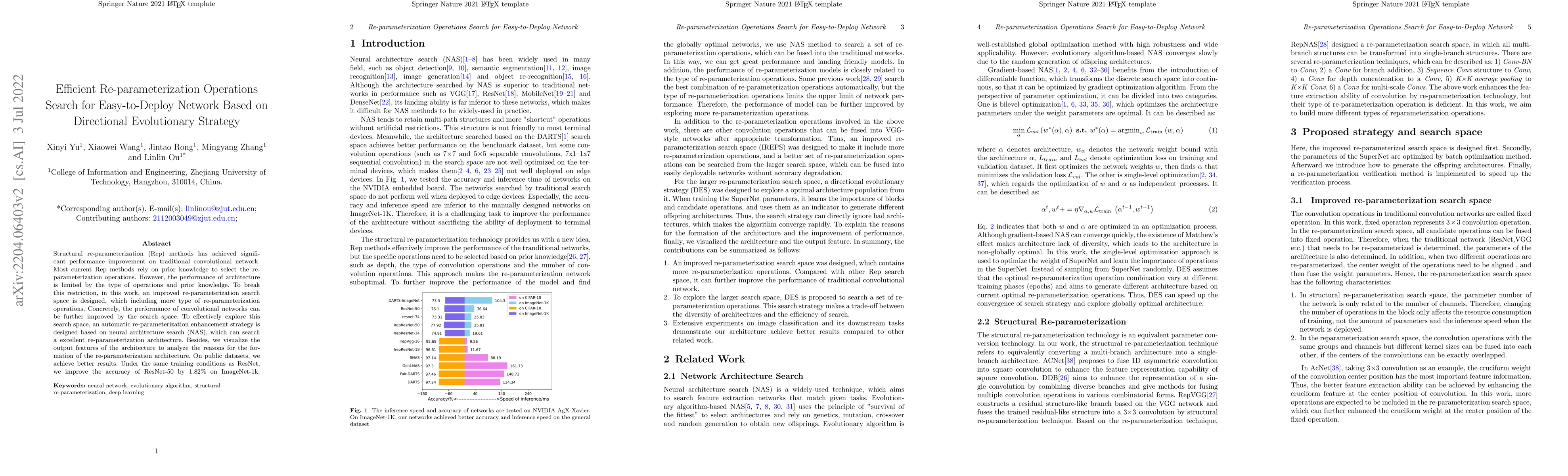 Thumbnail for Efficient Re-parameterization Operations Search for Easy-to-Deploy
  Network Based on Directional Evolutionary Strategy