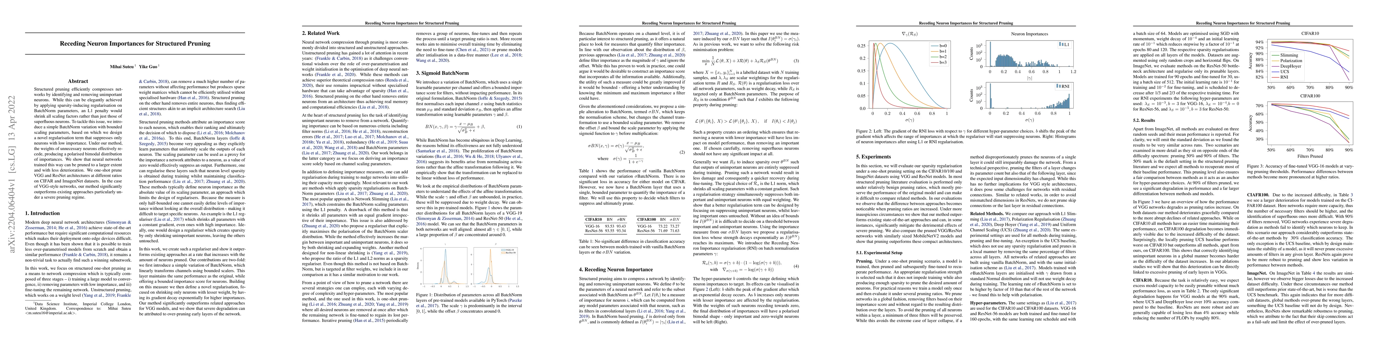 Thumbnail for Receding Neuron Importances for Structured Pruning