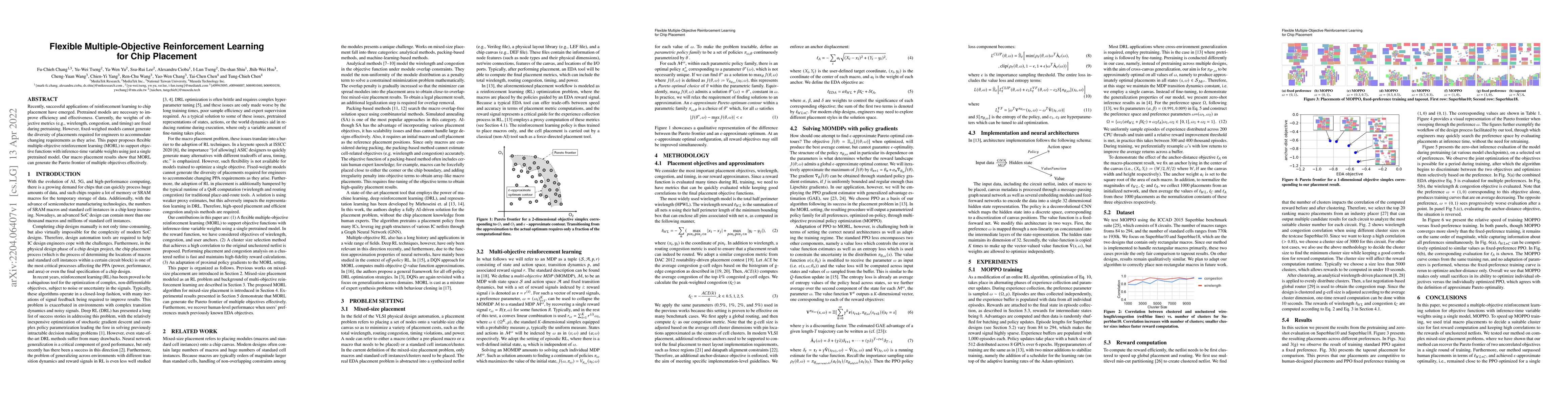 Thumbnail for Flexible Multiple-Objective Reinforcement Learning for Chip Placement