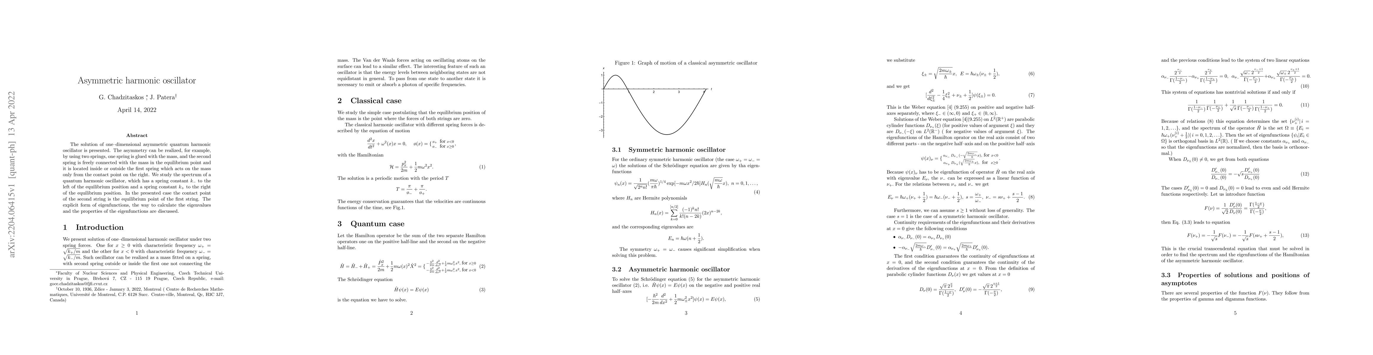 Thumbnail for Asymmetric harmonic oscillator