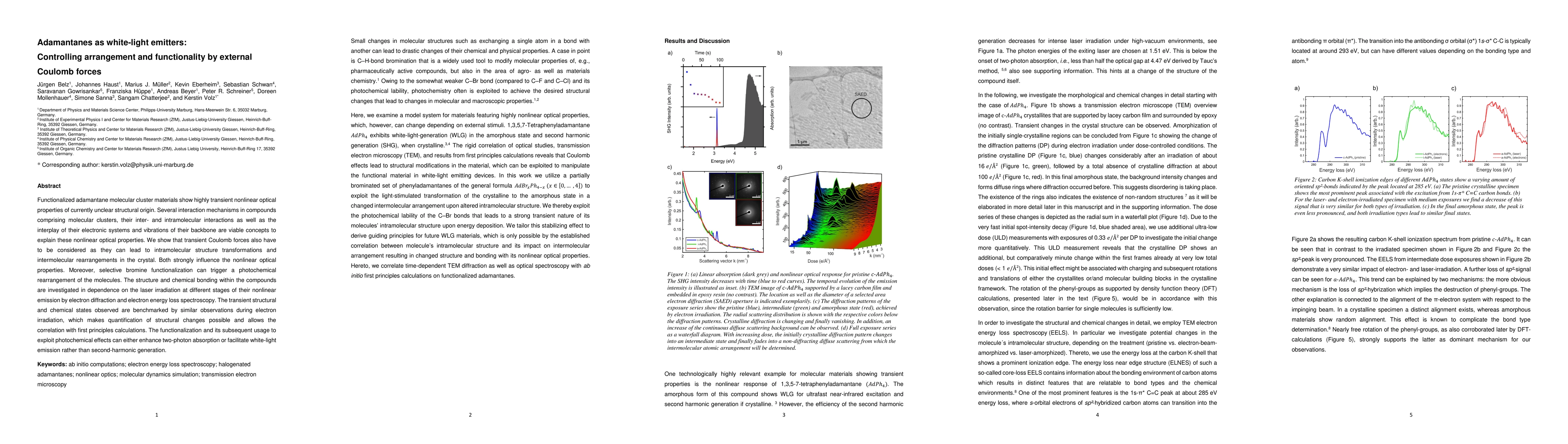 Thumbnail for Adamantanes as white-light emitters: Controlling arrangement and
  functionality by external Coulomb forces