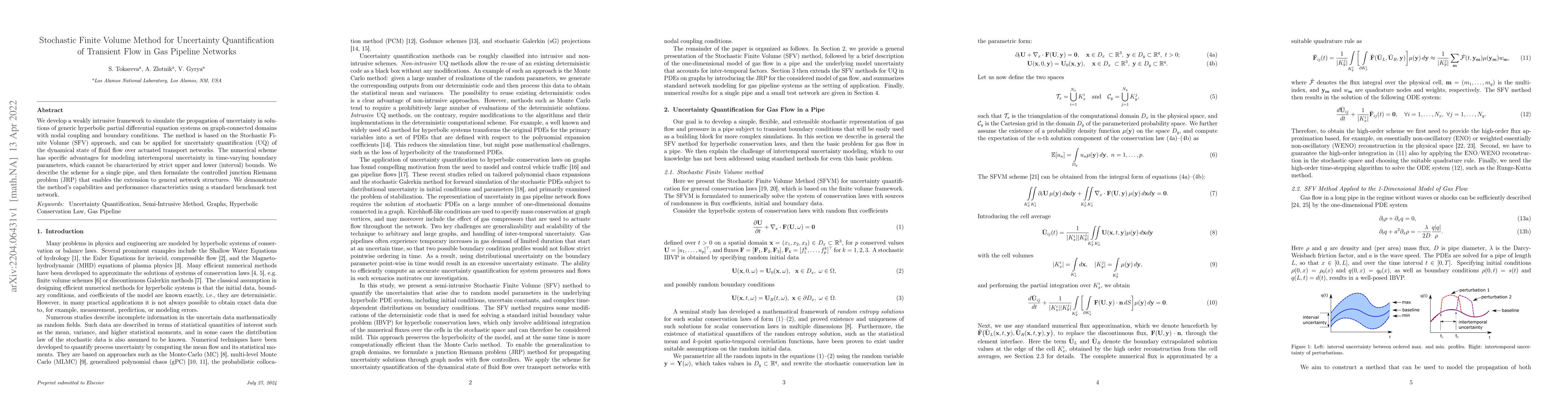 Thumbnail for Stochastic Finite Volume Method for Uncertainty Quantification of
  Transient Flow in Gas Pipeline Networks
