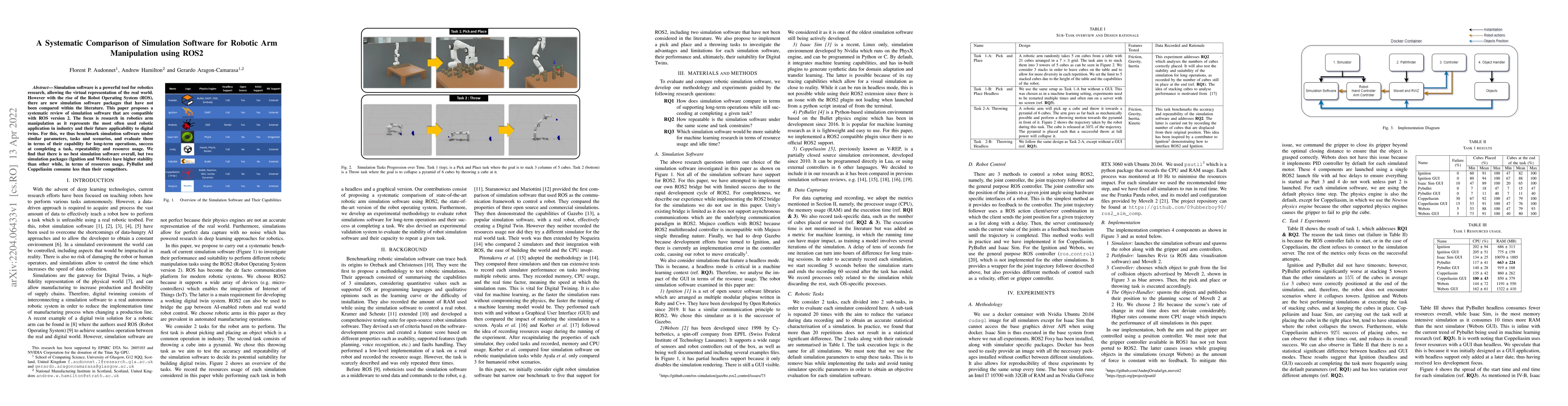 Thumbnail for A Systematic Comparison of Simulation Software for Robotic Arm
  Manipulation using ROS2