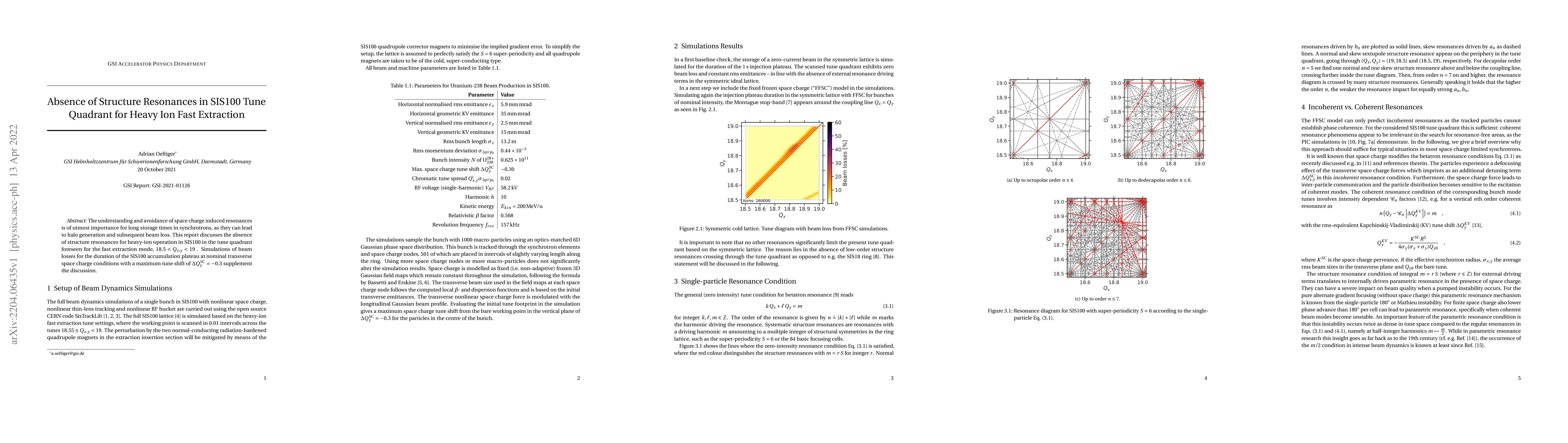Thumbnail for Absence of Structure Resonances in SIS100 Tune Quadrant for Heavy Ion
  Fast Extraction