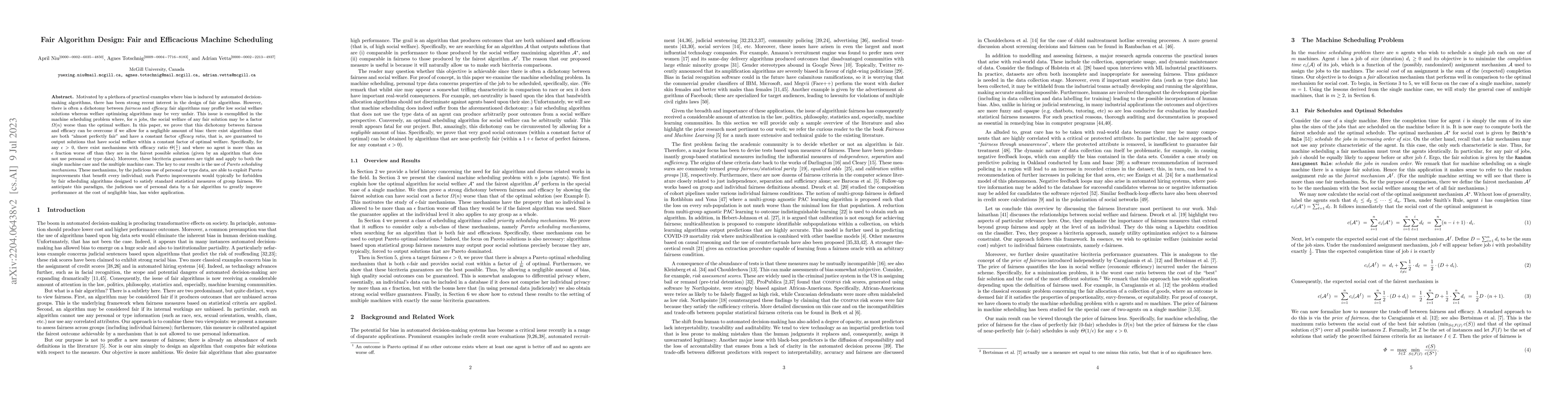 Thumbnail for Fair Algorithm Design: Fair and Efficacious Machine Scheduling