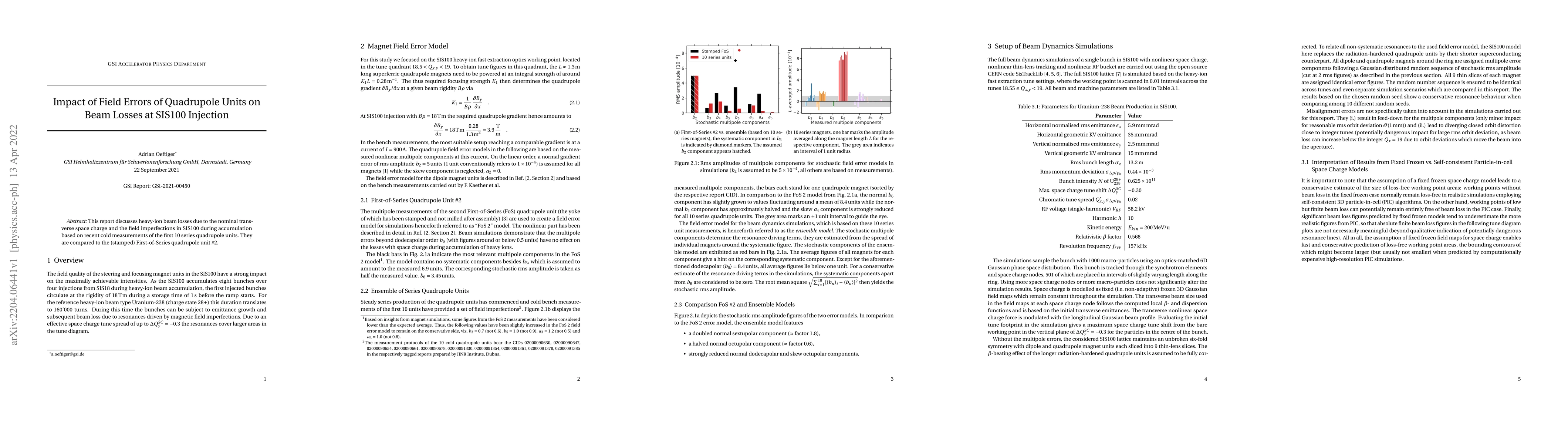Thumbnail for Impact of Field Errors of Quadrupole Units on Beam Losses at SIS100
  Injection
