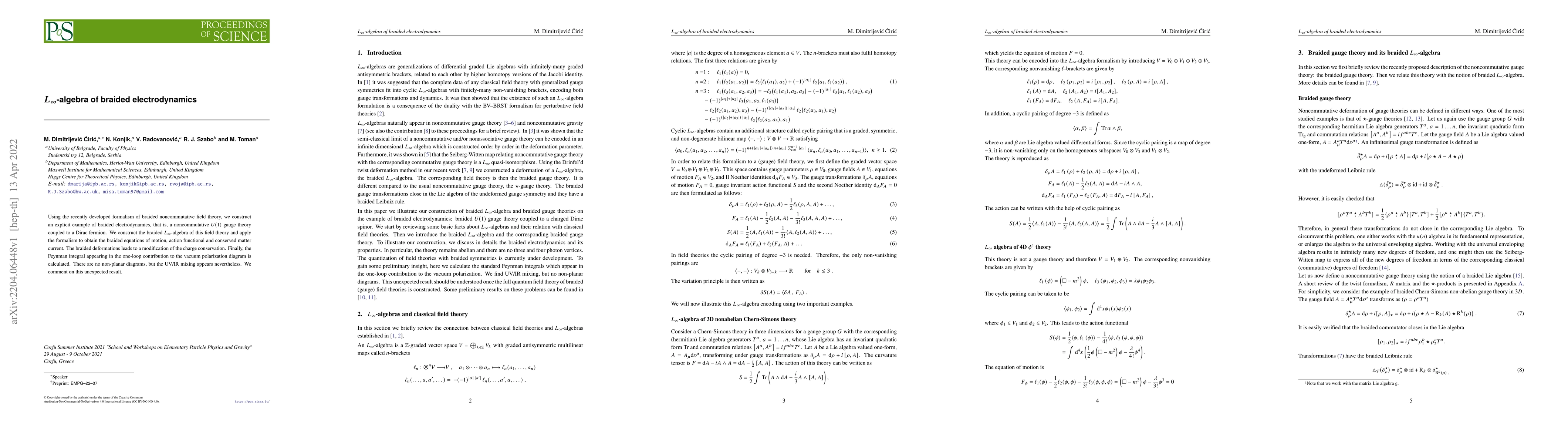Thumbnail for $L_\infty$-algebra of braided electrodynamics