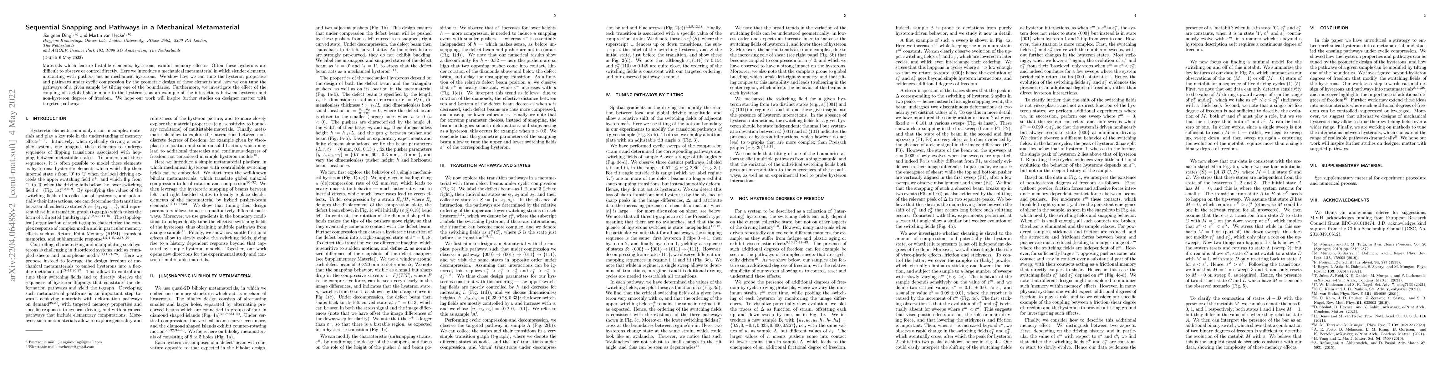 Thumbnail for Sequential Snapping and Pathways in a Mechanical Metamaterial
