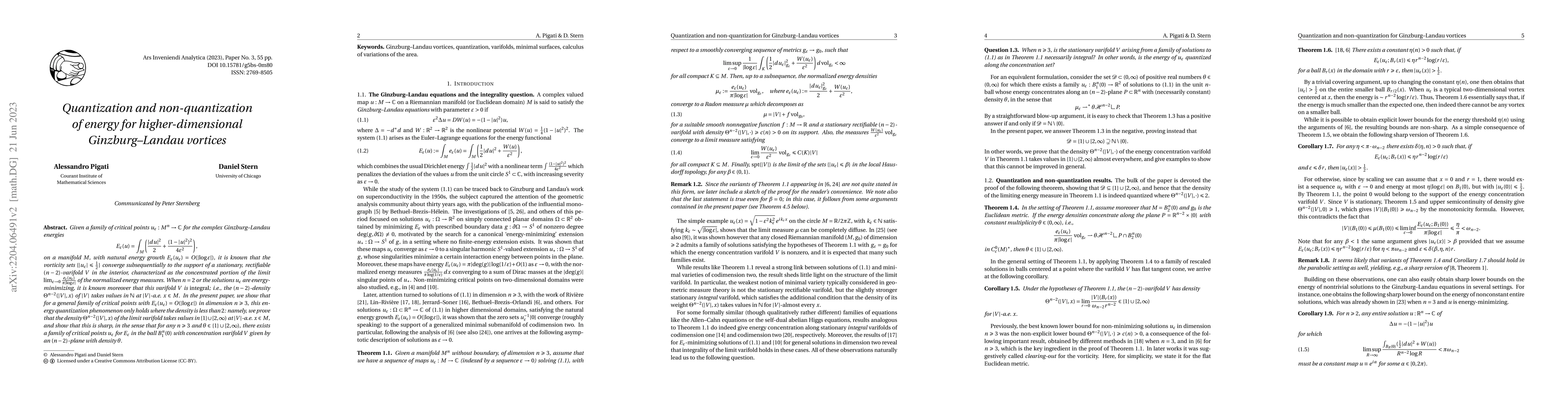 Thumbnail for Quantization and non-quantization of energy for higher-dimensional
  Ginzburg-Landau vortices