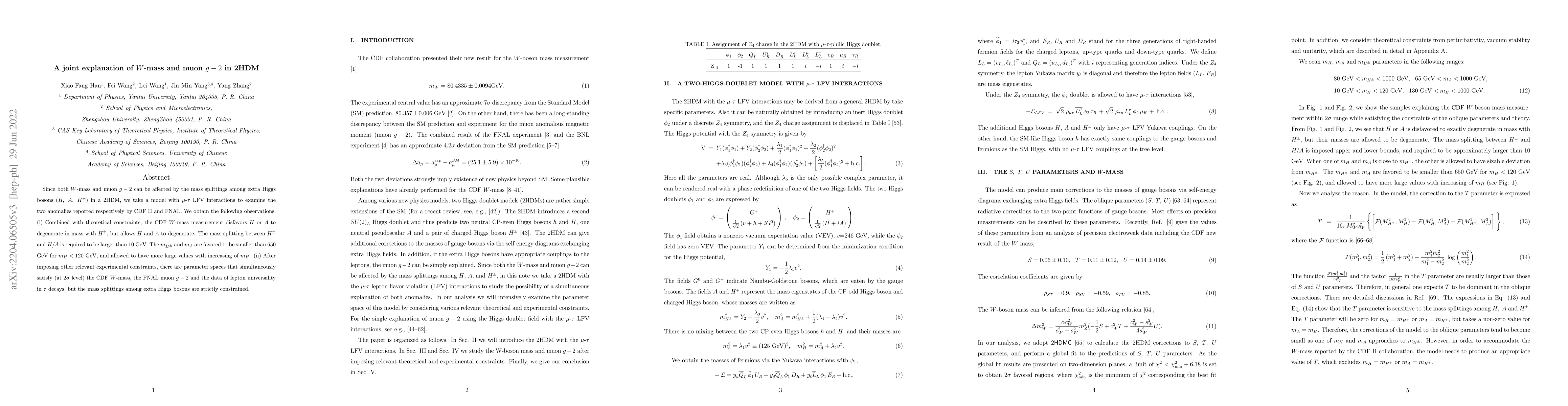 Thumbnail for A joint explanation of W-mass and muon g-2 in 2HDM