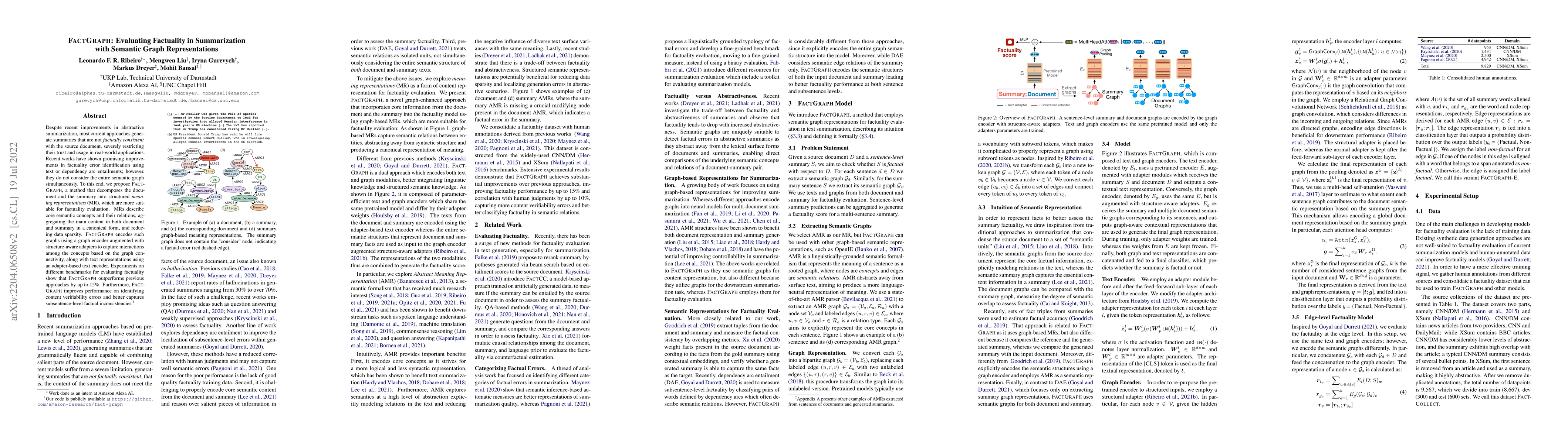 Thumbnail for FactGraph: Evaluating Factuality in Summarization with Semantic Graph
  Representations