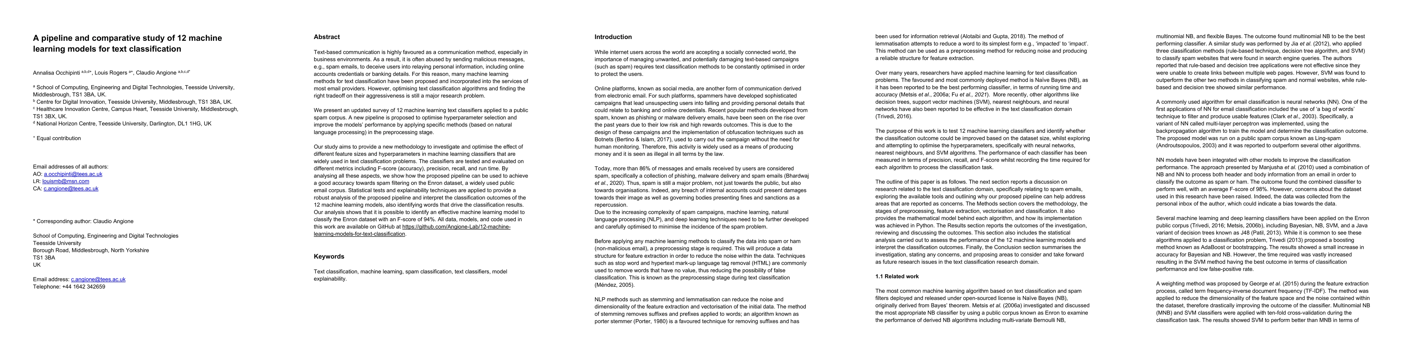 Thumbnail for A pipeline and comparative study of 12 machine learning models for text
  classification