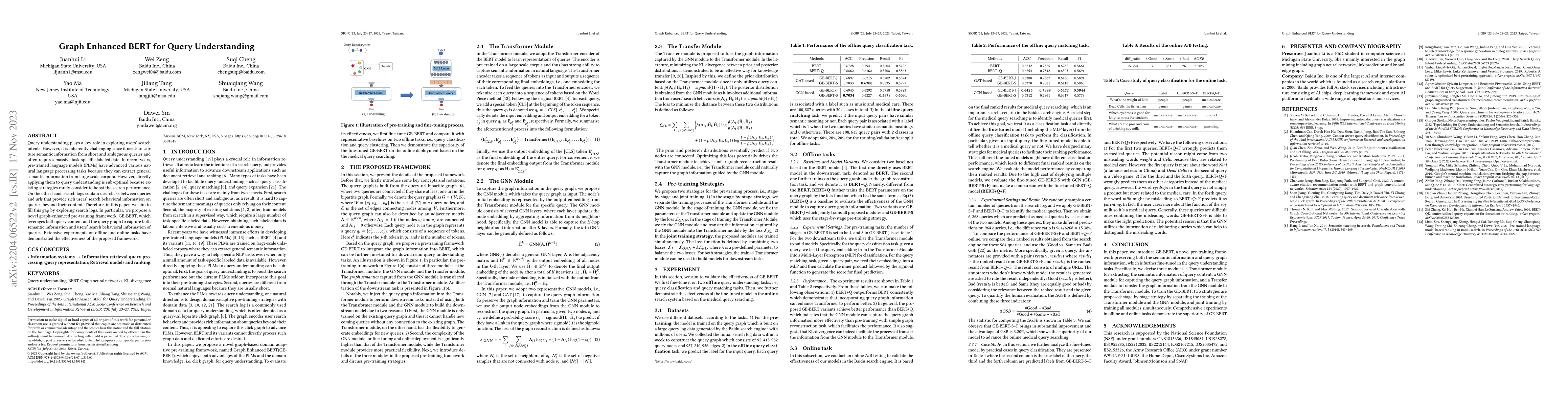 Thumbnail for Graph Enhanced BERT for Query Understanding