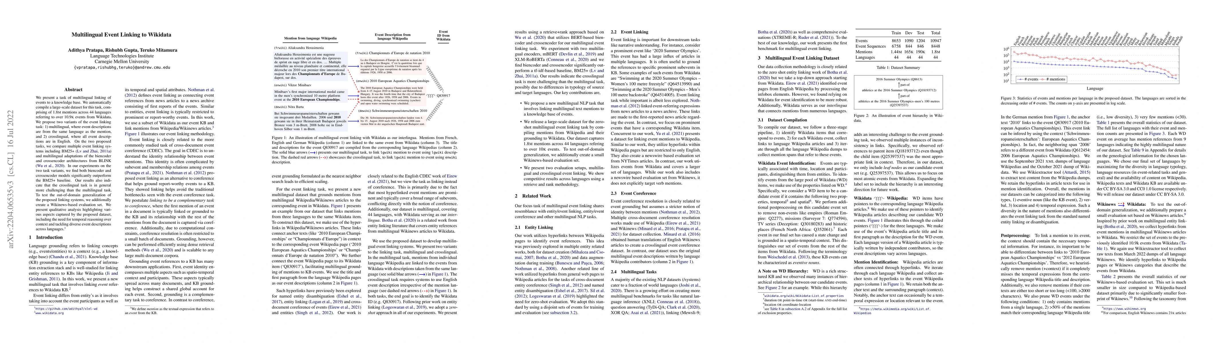 Thumbnail for Multilingual Event Linking to Wikidata