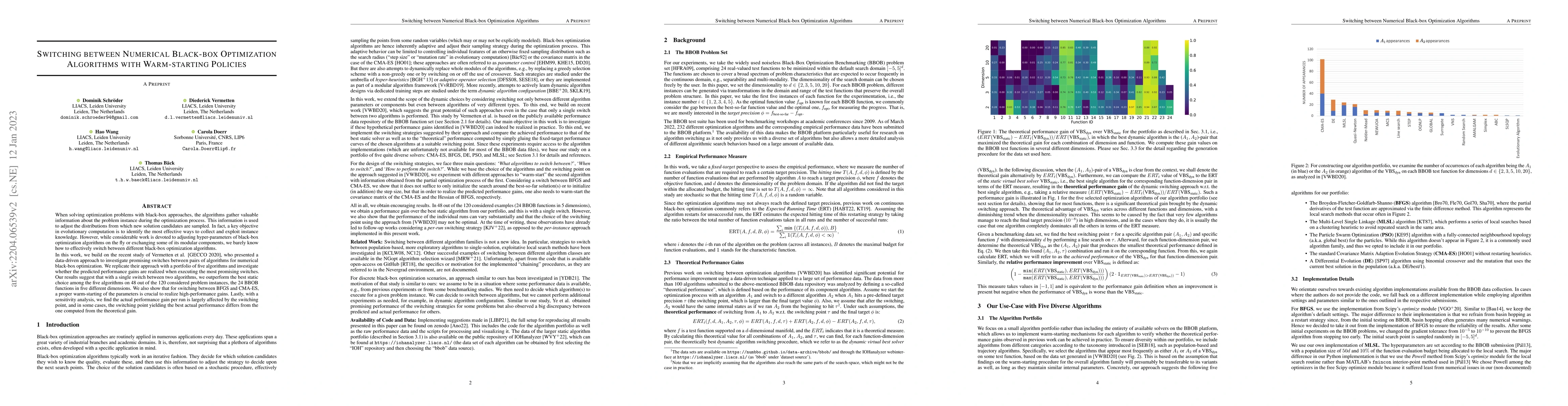 Thumbnail for Switching between Numerical Black-box Optimization Algorithms with
  Warm-starting Policies