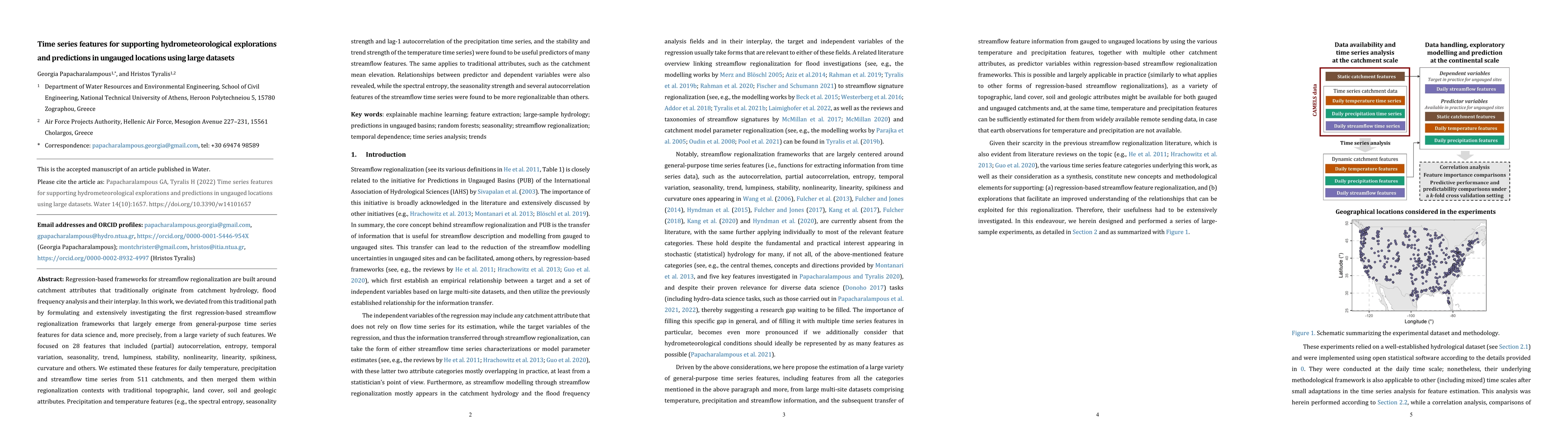 Thumbnail for Time series features for supporting hydrometeorological explorations and
  predictions in ungauged locations using large datasets