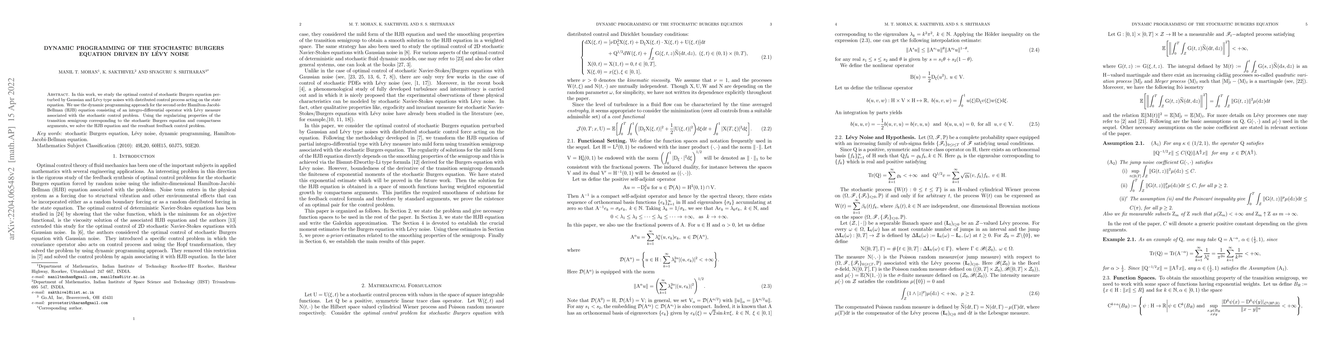 Thumbnail for Dynamic Programming of Stochastic Burgers Equation Driven by Levy Noise