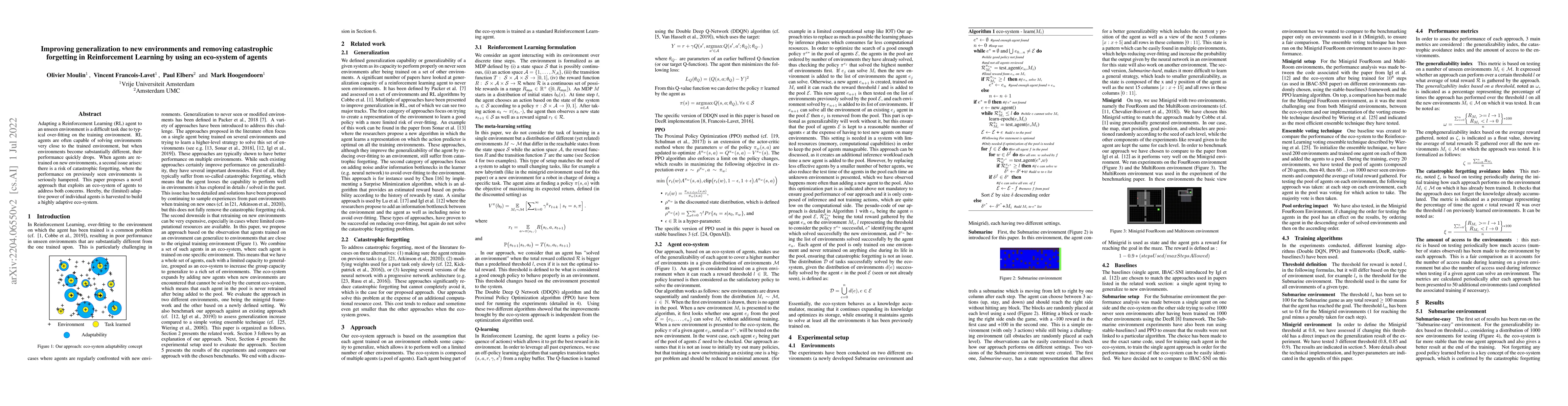 Thumbnail for Improving generalization to new environments and removing catastrophic
  forgetting in Reinforcement Learning by using an eco-system of agents