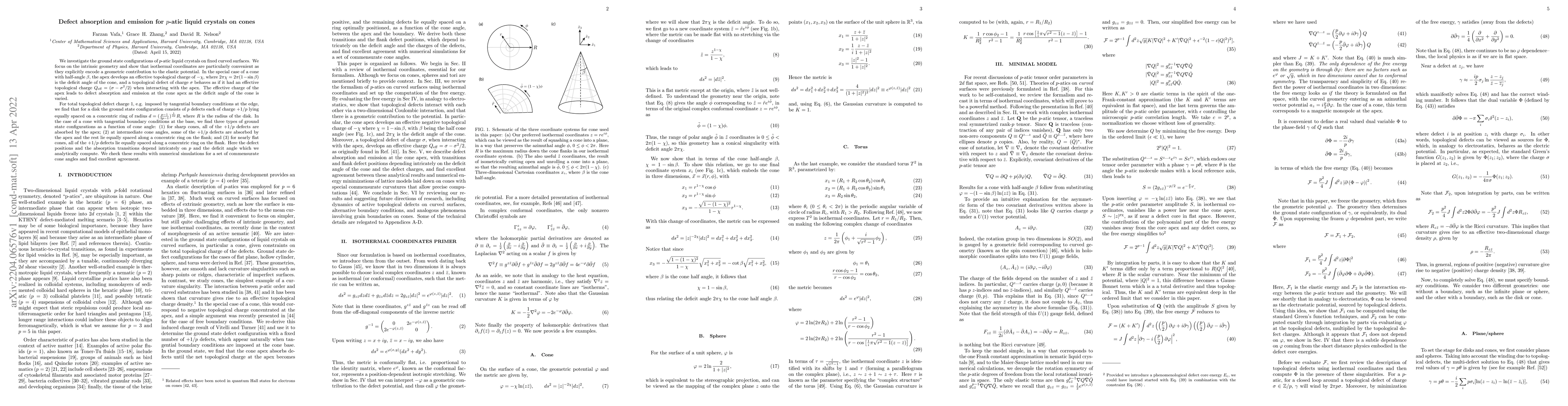 Thumbnail for Defect absorption and emission for $p$-atic liquid crystals on cones