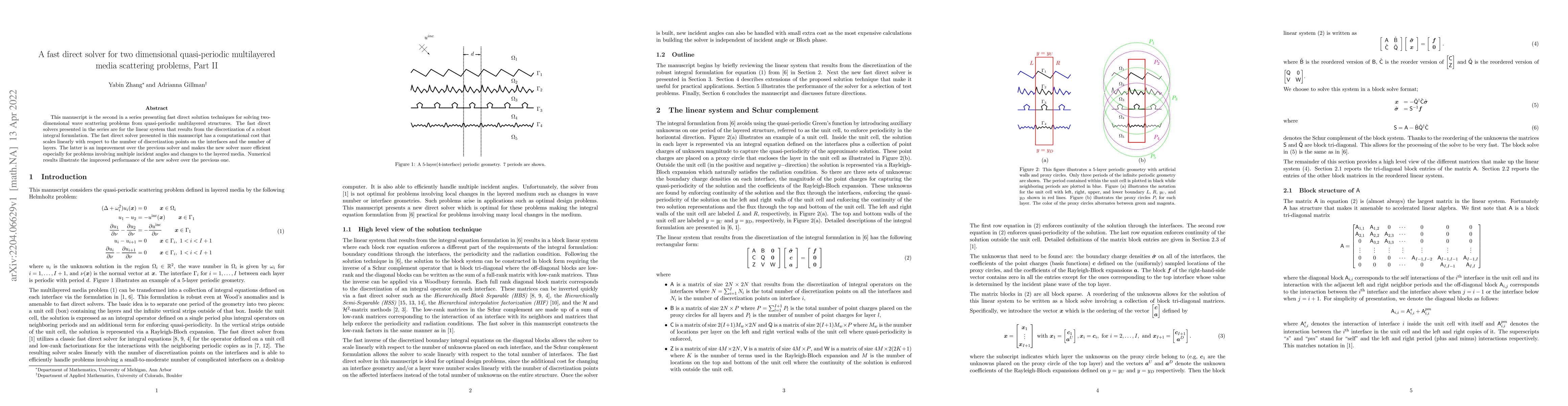 Thumbnail for A fast direct solver for two dimensional quasi-periodic multilayered
  media scattering problems, Part II